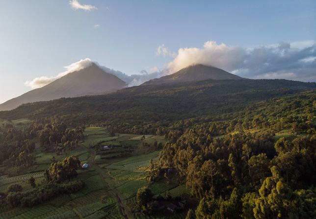 <strong>Peak view: </strong>Mountains seen from Mount Gahinga lodge, one of several luxury accommodation options run by Volcanoes Safaris, a business that says it helps foster sustainable tourism in Uganda.