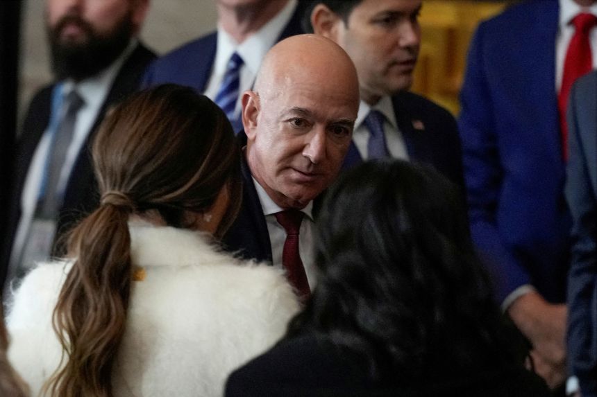 Jeff Bezos arrives for Trump's inauguration in January.