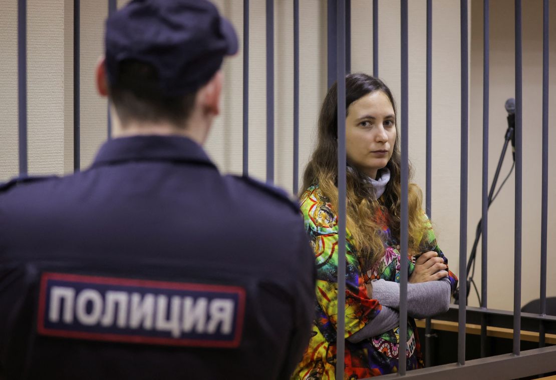 Alexandra Skochilenko, a 33-year-old artist and musician, pictured during a court hearing in Saint Petersburg, Russia November 13, 2023.