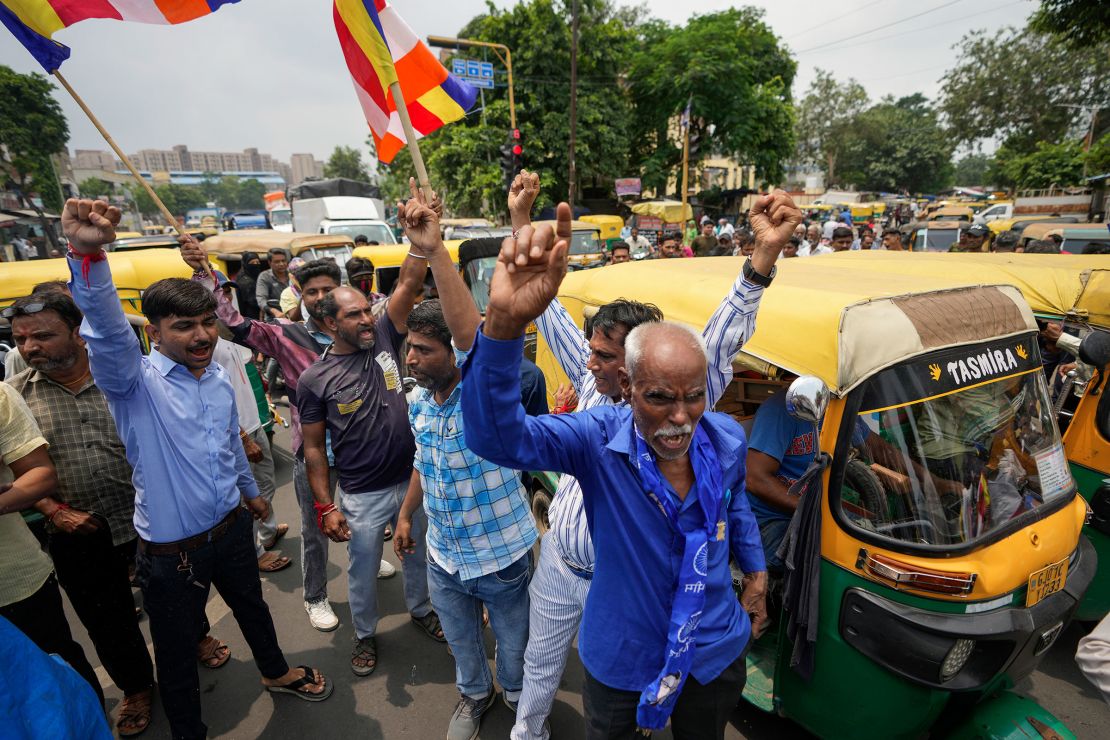 Members of the Dalit caste block traffic as they protest a Supreme Court decision on affirmative action for marginalized castes in Ahmedabad, India, in August 2024.