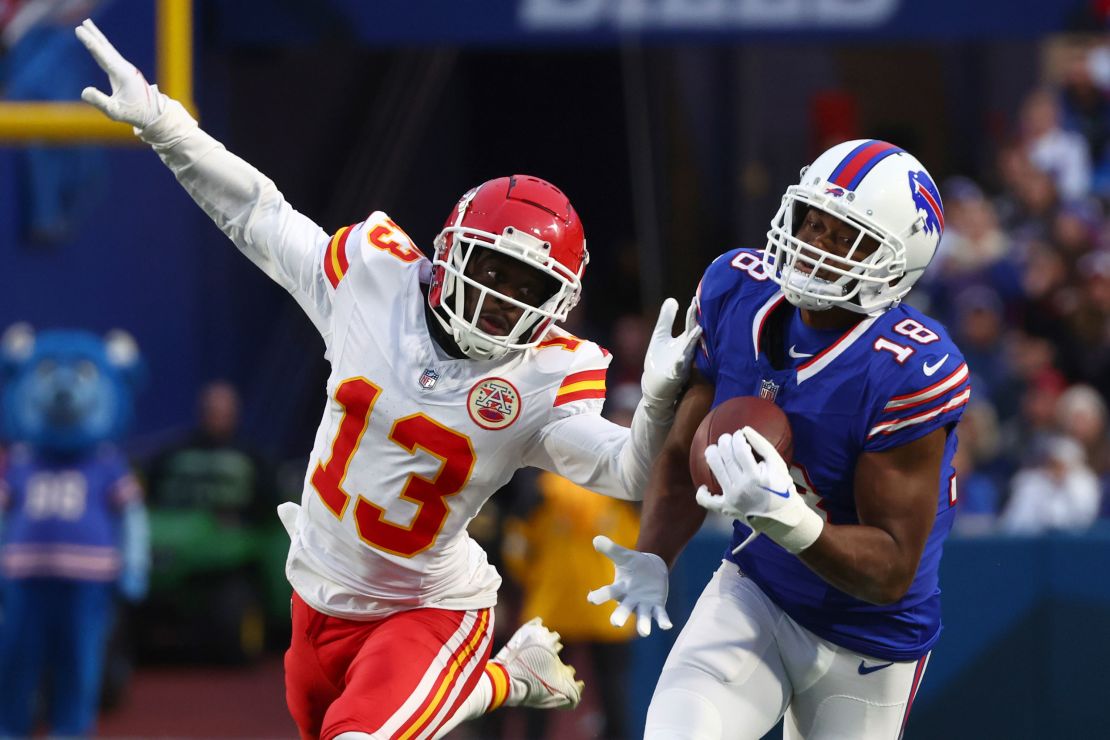 Buffalo Bills wide receiver Amari Cooper (18) catches a pass against the Kansas City Chiefs on November 17.