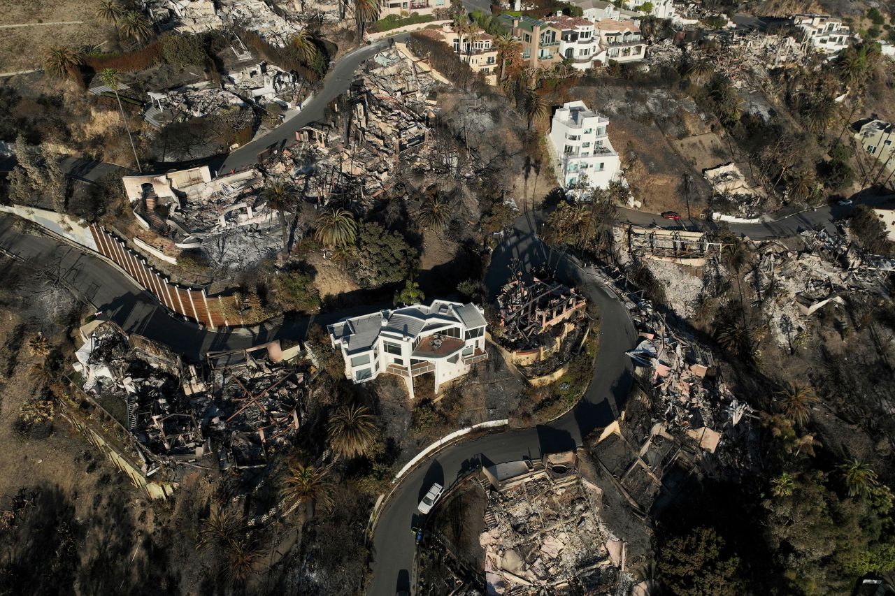 The devastation in Malibu caused by the Palisades Fire is seen Thursday.