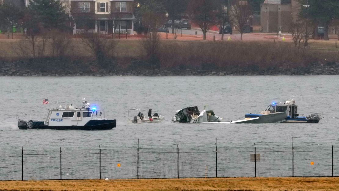 Search efforts are seen in the Potomac River near Ronald Reagan Washington National Airport.