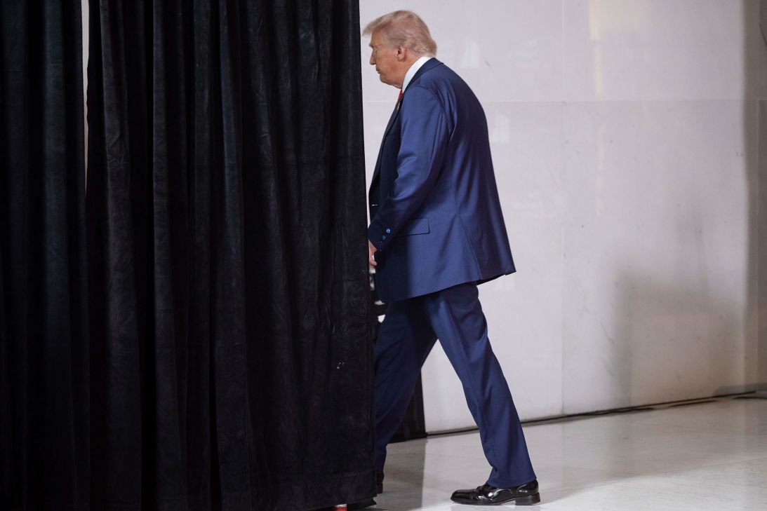 President Donald Trump departs an event at the Kennedy Center on August 13.