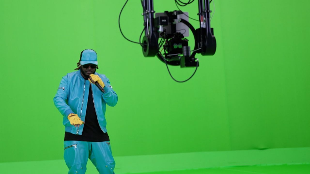 T-Pain performs to the camera during the filming of his upcoming VR concert.