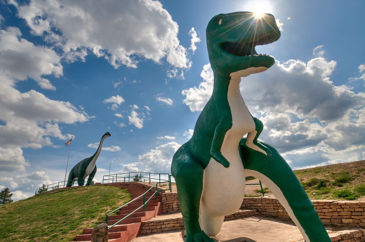 <strong>Retro fun:</strong> Rapid City's Dinosaur Park is a beloved hilltop spot featuring these colossal creatures.