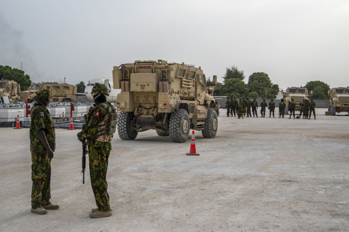 Kenyan police at the MSS base in Port-au-Prince.