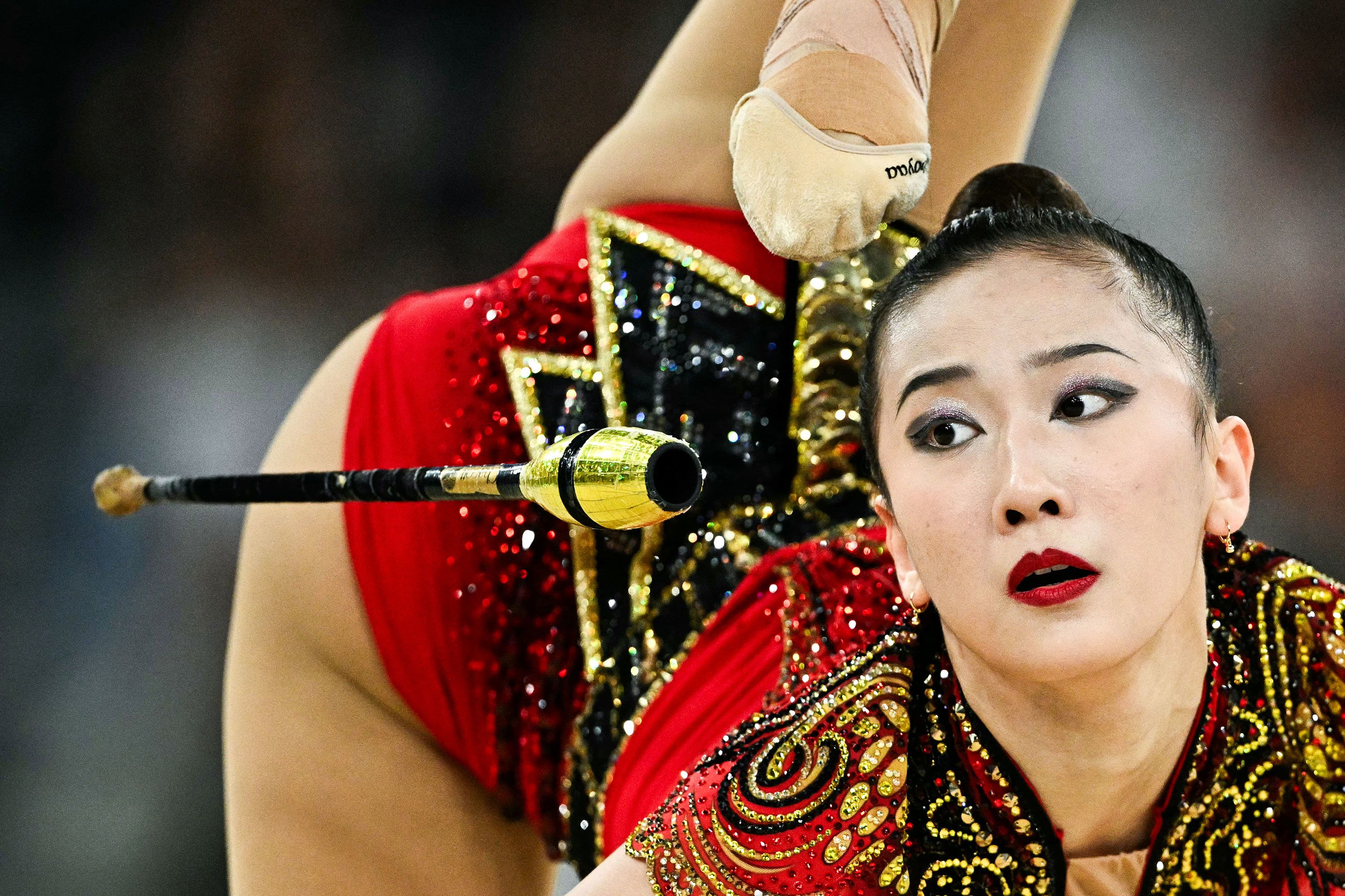 China's Wang Zilu competes in rhythmic gymnastics on August 9.