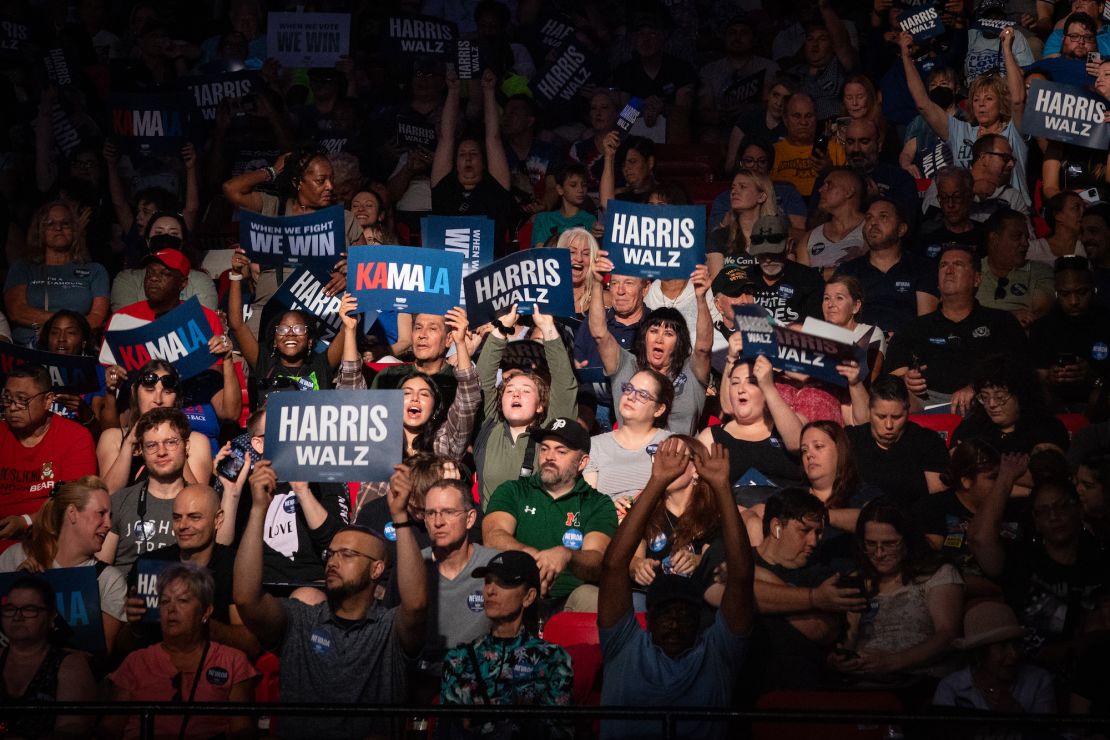 A Harris-Walz campaign rally in Las Vegas on August 10.