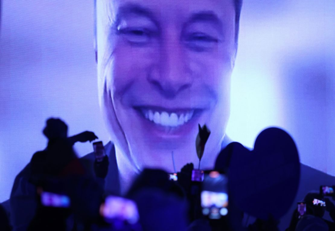 Tech billionaire Elon Musk speaks via a video transmission during the election campaign launch rally of the far-right Alternative for Germany party, in Halle, Germany, on January 25, 2025.