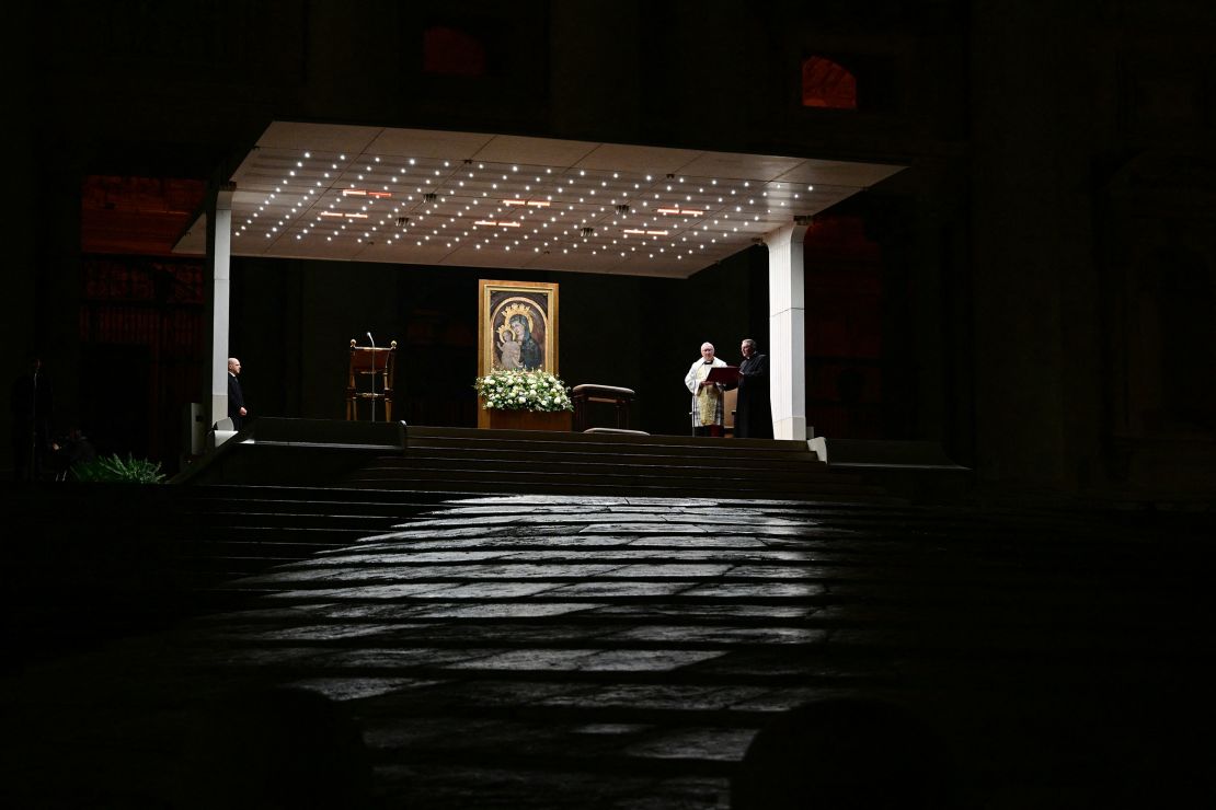 The Vatican's Secretary of State leads a Rosary prayer for the health of Pope Francis on February 24.