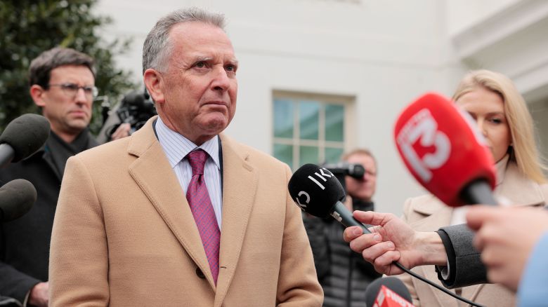 Steve Witkoff, special envoy to the Middle East, speaks alongside White House Press Secretary Karoline Leavitt to the press outside of the White House on March 06, 2025 in Washington, DC.