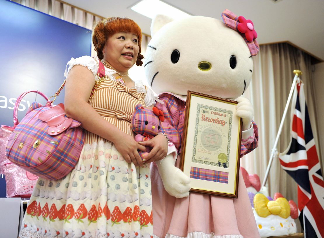 Hello Kitty's third official designer Yuko Yamaguchi (left) pictured at an event in Tokyo in 2009.