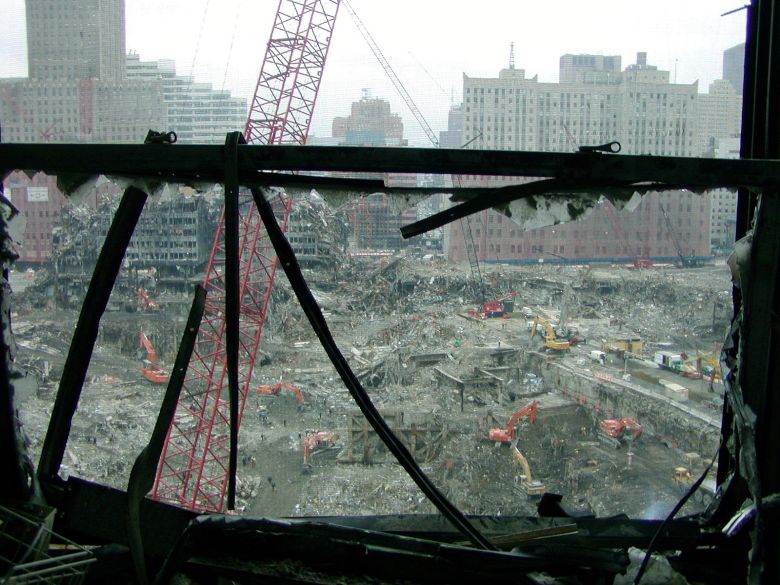 Ground Zero is seen in this image taken by Laszlo Kiss from the same vantage point about a month after the attack.