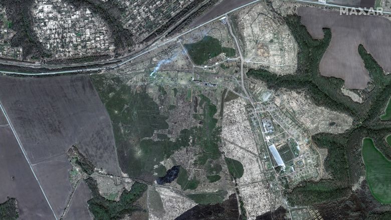 Postoyalye Dvory, Kursk Region, Russia - 15 April 2025, site of expanded Russian and North Korean military camp