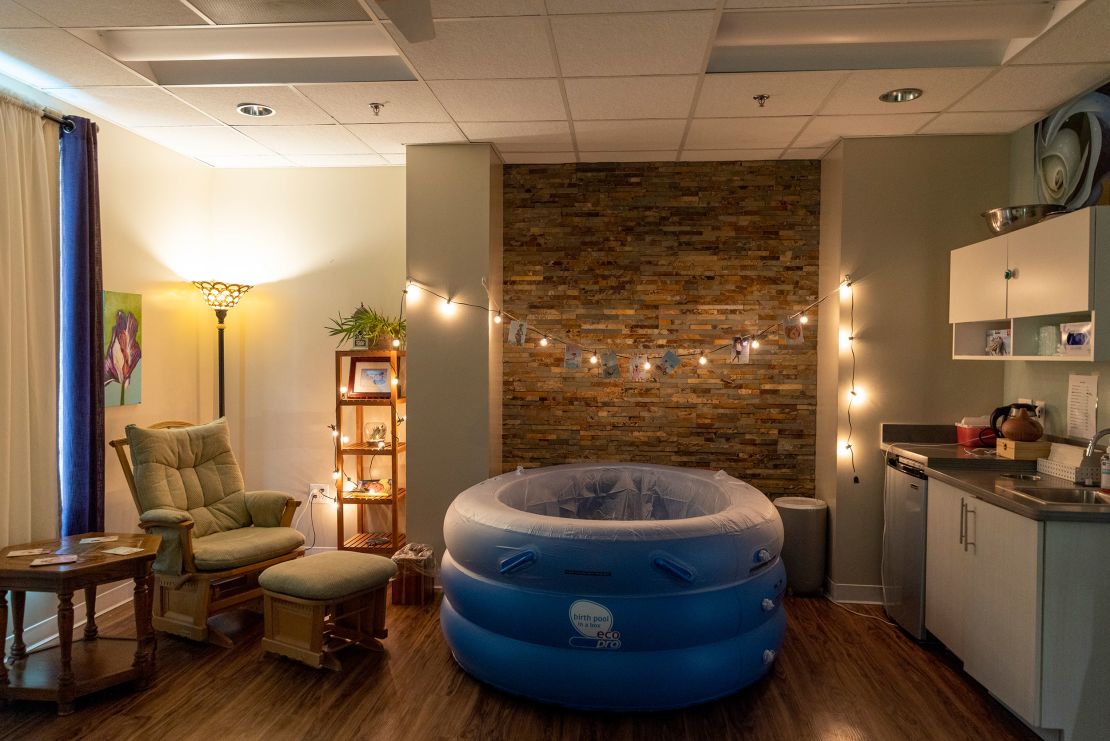 A birthing pool is available in all birthing rooms at the Atlanta Birth Center.