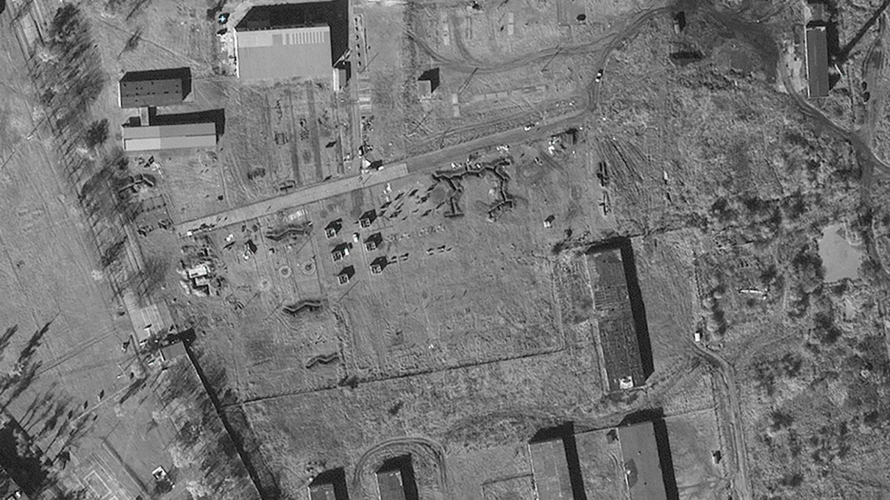This satellite image from Maxar Technologies shows recent activity at a military base in the village of Sergeevka, Russia on October 7, 2024.