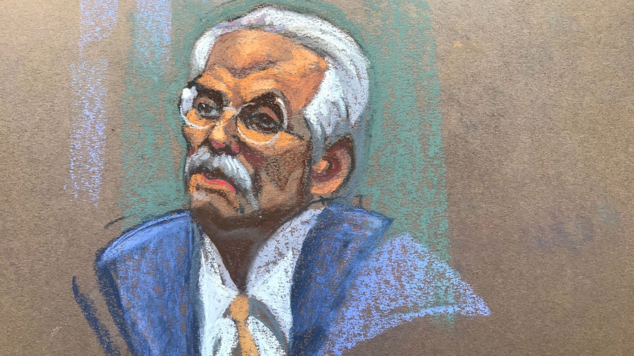 Court sketch of David Pecker, the former chairman of the National Enquirer’s parent company, American Media Inc. Pecker testified in Day 5 of former President Donald Trump’s criminal hush money trial taking place in criminal court in Manhattan, NYC, on April 22, 2024.