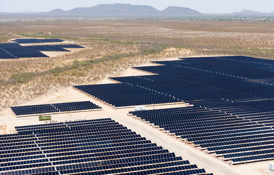 Rows of solar panels are seen at the Tucson Electric Power Co. Wilmot Energy Center in Tucson, Arizona, on May 22.