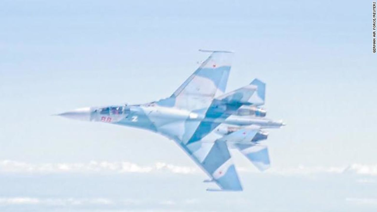 Germany's air force tweeted pictures of Russian aircraft intercepted in international airspace over the Baltic Sea.