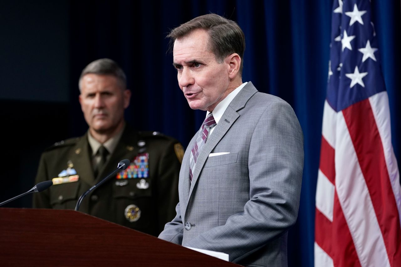 Pentagon spokesperson John Kirby speaks at a briefing in Washington, DC, on August 28, 2021.