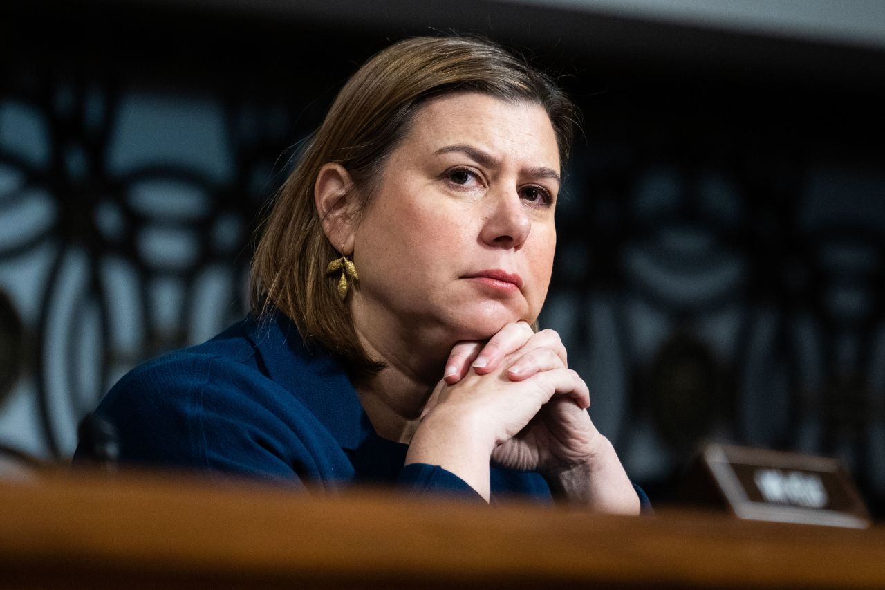 Sen. Elissa Slotkin listens to testimony during a confirmation hearing in Washington, DC, on January 14