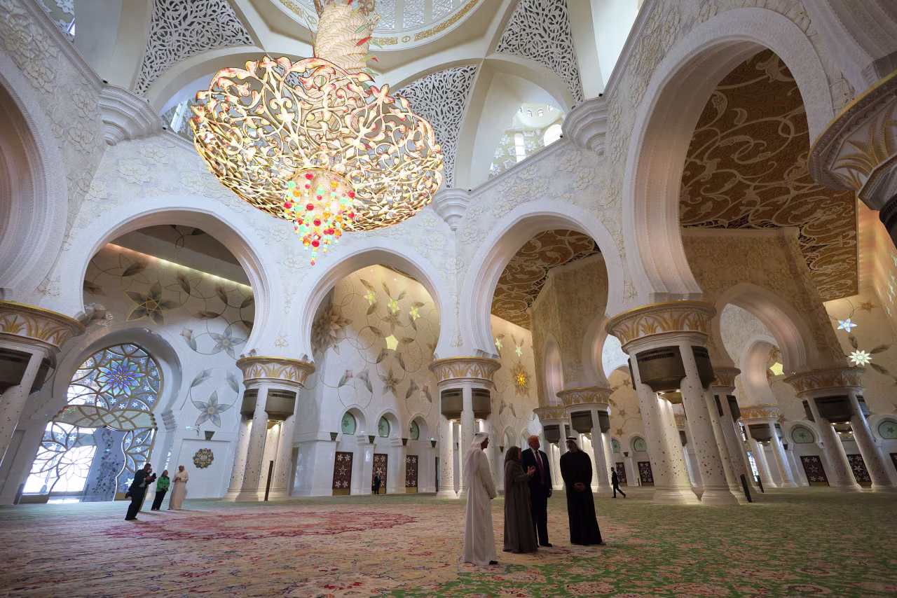 President Donald Trump tours the Sheikh Zayed Grand Mosque in Abu Dhabi on Thursday.