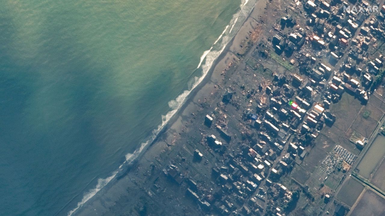 A satellite image taken on January 2, shows damage from a fire near the Ukai area.