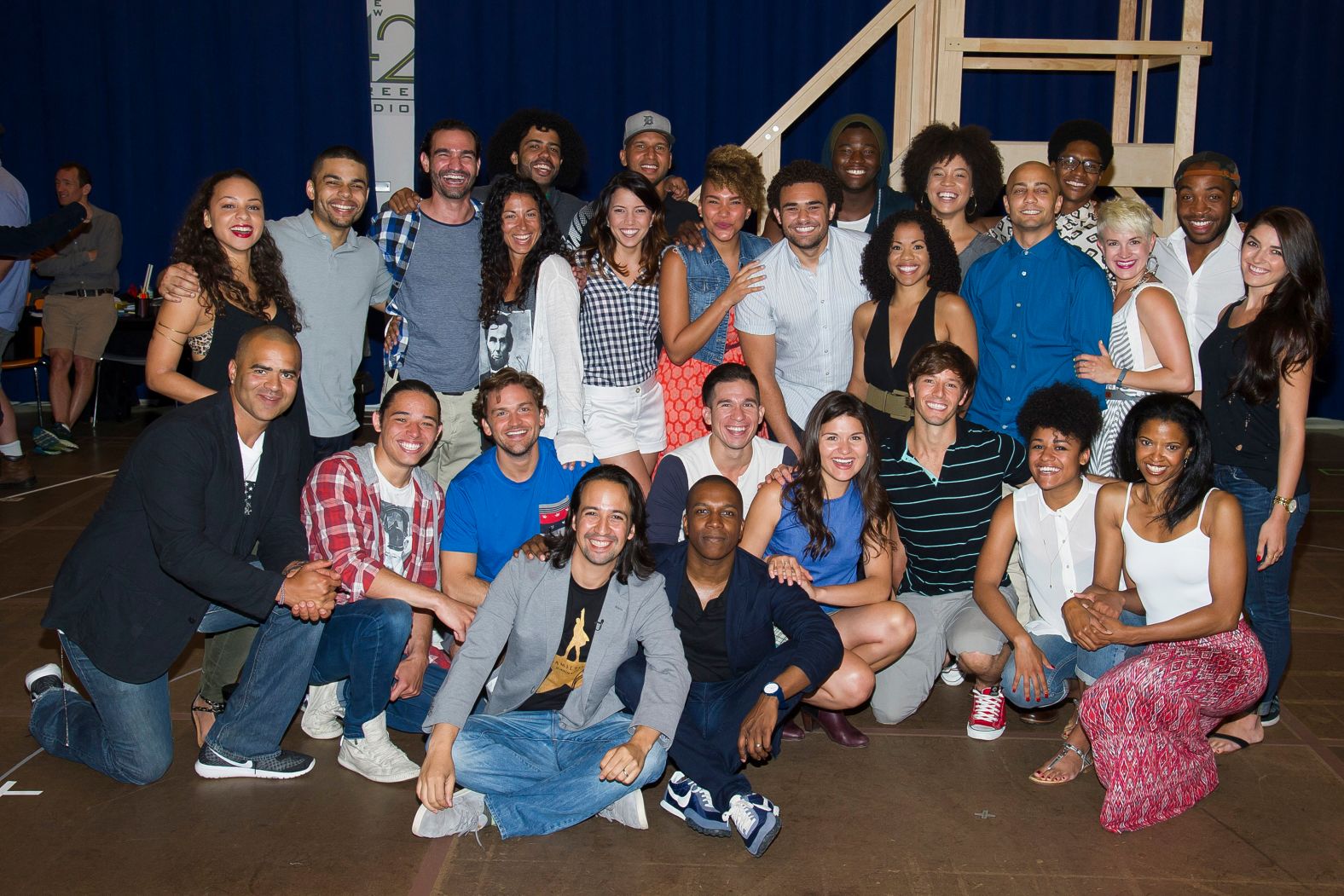 The "Hamilton" cast begins Broadway rehearsals in June 2015. The show initially premiered off-Broadway earlier in the year.