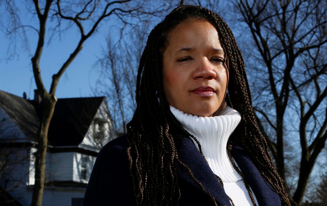 Robin Rue Simmons, who spearheaded the city’s reparations initiative, poses near her home in the Fifth Ward in Evanston, Illinois on March 19, 2021.