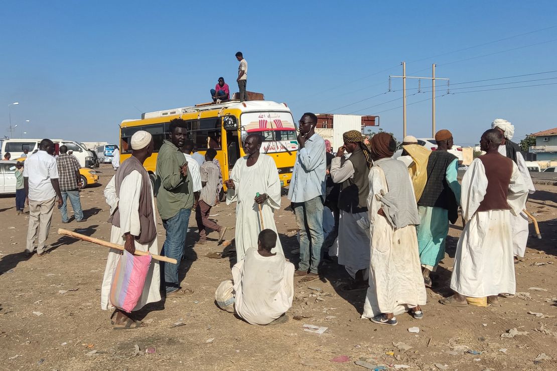 Displaced people fleeing from Jazira state arrive in Gedaref, in the east of war-torn Sudan, on December 22, 2023.