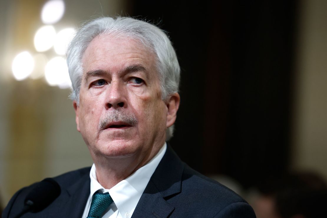 Central Intelligence Agency Director William Burns listens during a hearing with the House Intelligence Committee in the Cannon Office Building on March 12, 2024 in Washington, DC.