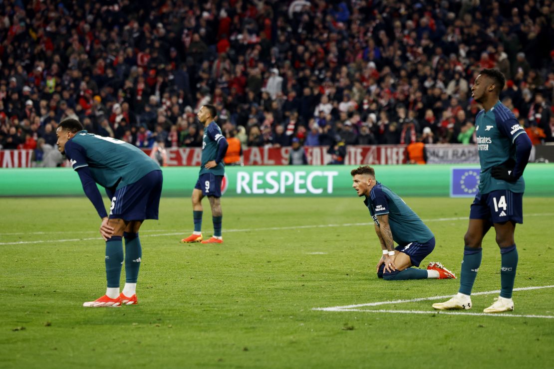 Arsenal's exit from the Champions League came after a defeat to Aston Villa on Sunday which damaged the club's chances of winning the Premier League for the first time since 2004.