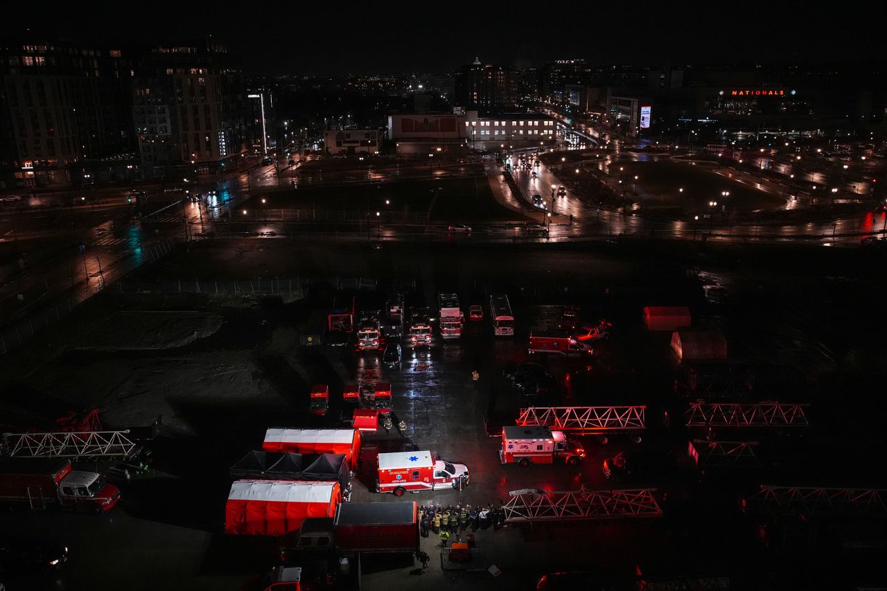 The scene at a temporary emergency disaster site at Buzzard Point.