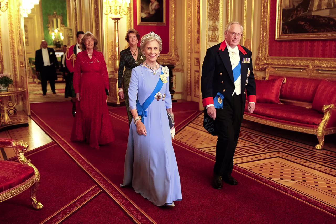 Britain's Birgitte, Duchess of Gloucester, and Britain's Prince Richard, Duke of Gloucester, make their entrance.