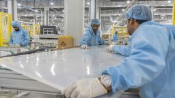 The Adani Group's solar power panel assembly plant in Mundra, India, on Oct. 27, 2022.
