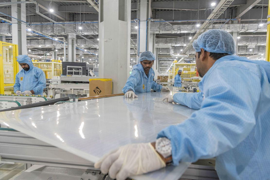 The Adani Group's solar power panel assembly plant in Mundra, India.
