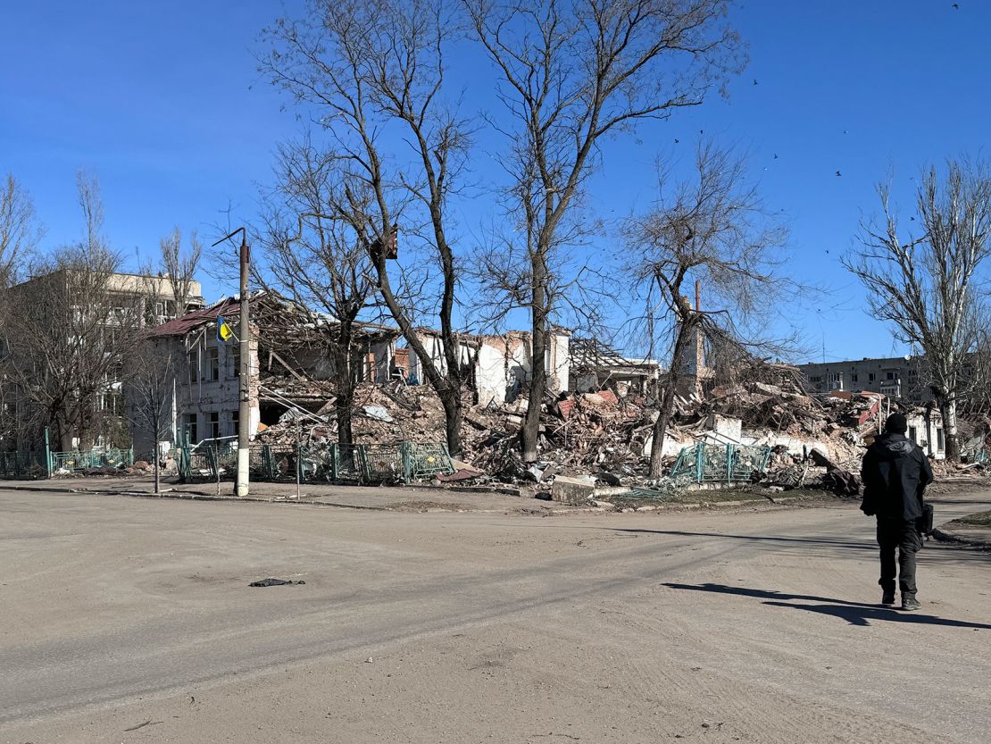 Destroyed buildings in Orikhiv, a city that has been shelled relentlessly.