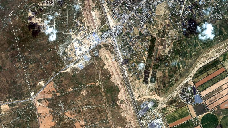 Satellite images showed that Egypt is building a new buffer zone more than 2 miles wide on the Gaza border