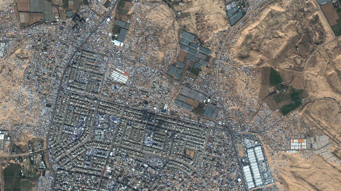 A satellite image from Maxar Technologies shows Rafah, Gaza, on February 3, 2024.