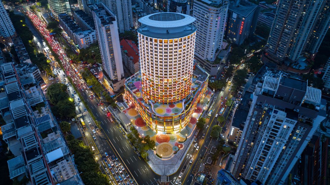 The Shenzhen Women & Children's Center, by Dutch architecture group MVRDV, is a colorful Chinese skyscraper containing an array of facilities for women and children, including a library and a kids’ theater.