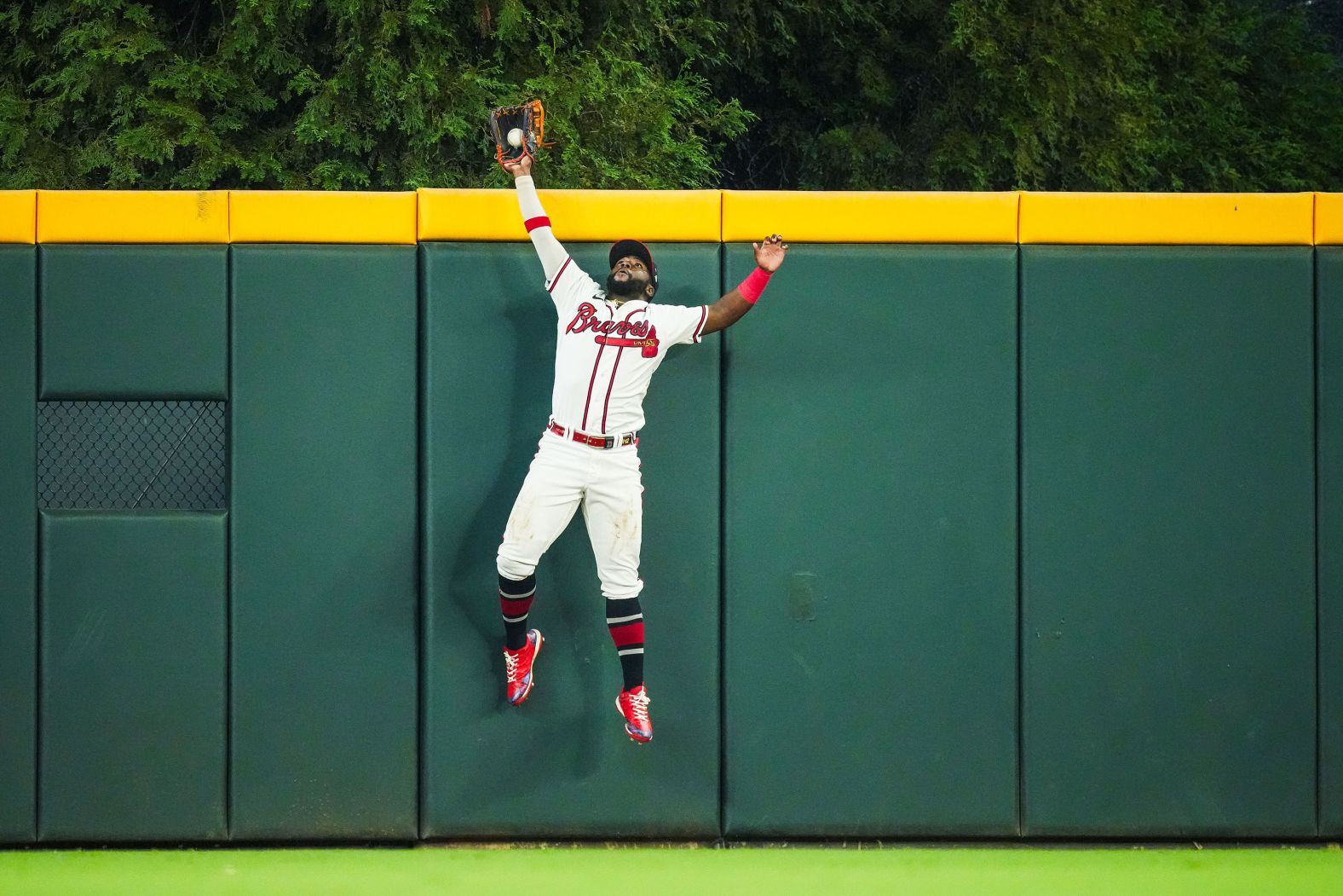Atlanta Braves center fielder Michael Harris II makes a catch against the St. Louis Cardinals during a Major League Baseball game in Atlanta on Tuesday, September 5.