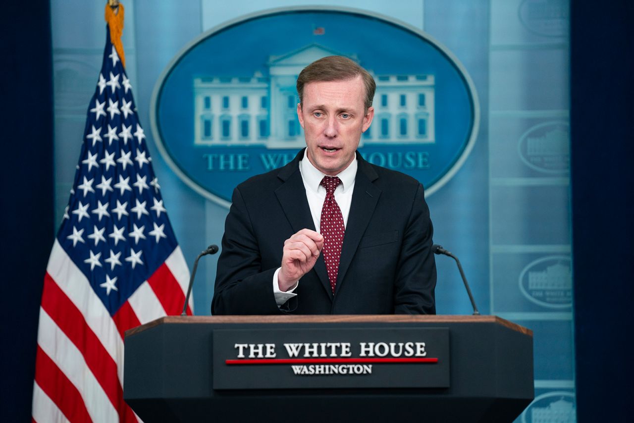 Jake Sullivan speaks during a press briefing at the White House on December 4, 2023, in Washington. 