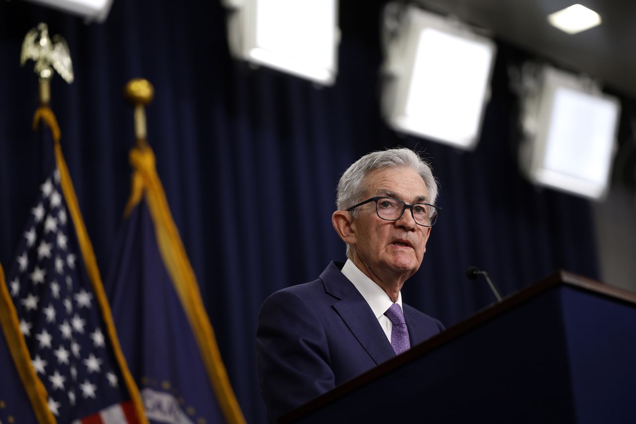 Federal Reserve Bank Chair Jerome Powell announces that interest rates will remain unchanged during a news conference at the Federal Reserves’s William McChesney Martin building on June 12 in Washington, DC.