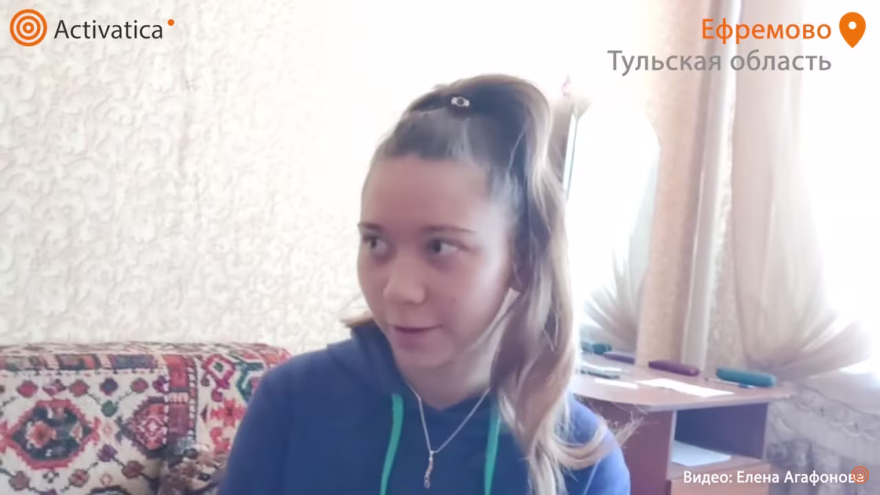 A screengrab of Masha Moskalyova, 12, describing the police search of her home in Russia's Tula region to Activatica, an online portal supporting grassroots activism in the country.
