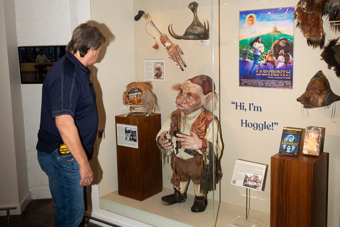 A museum inside the store showcases quirky items found in suitcases over the years, like this refurbished Hoggle puppet from the film set of “Labyrinth.”