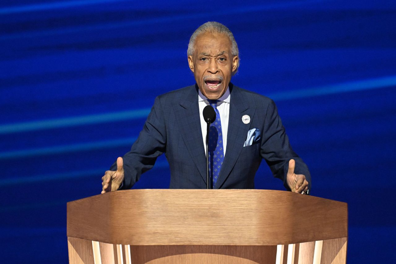 Al Sharpton speaks on Thursday, August 22, during the DNC in Chicago.