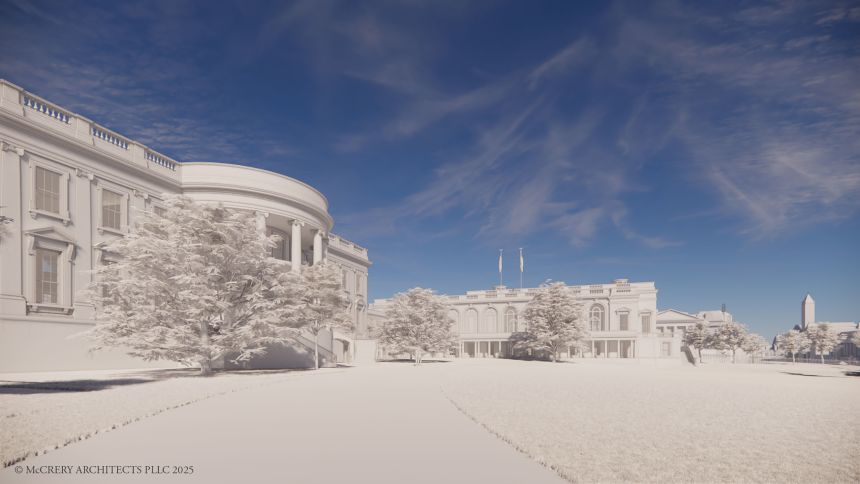 A rendering of the White House State Ballroom.