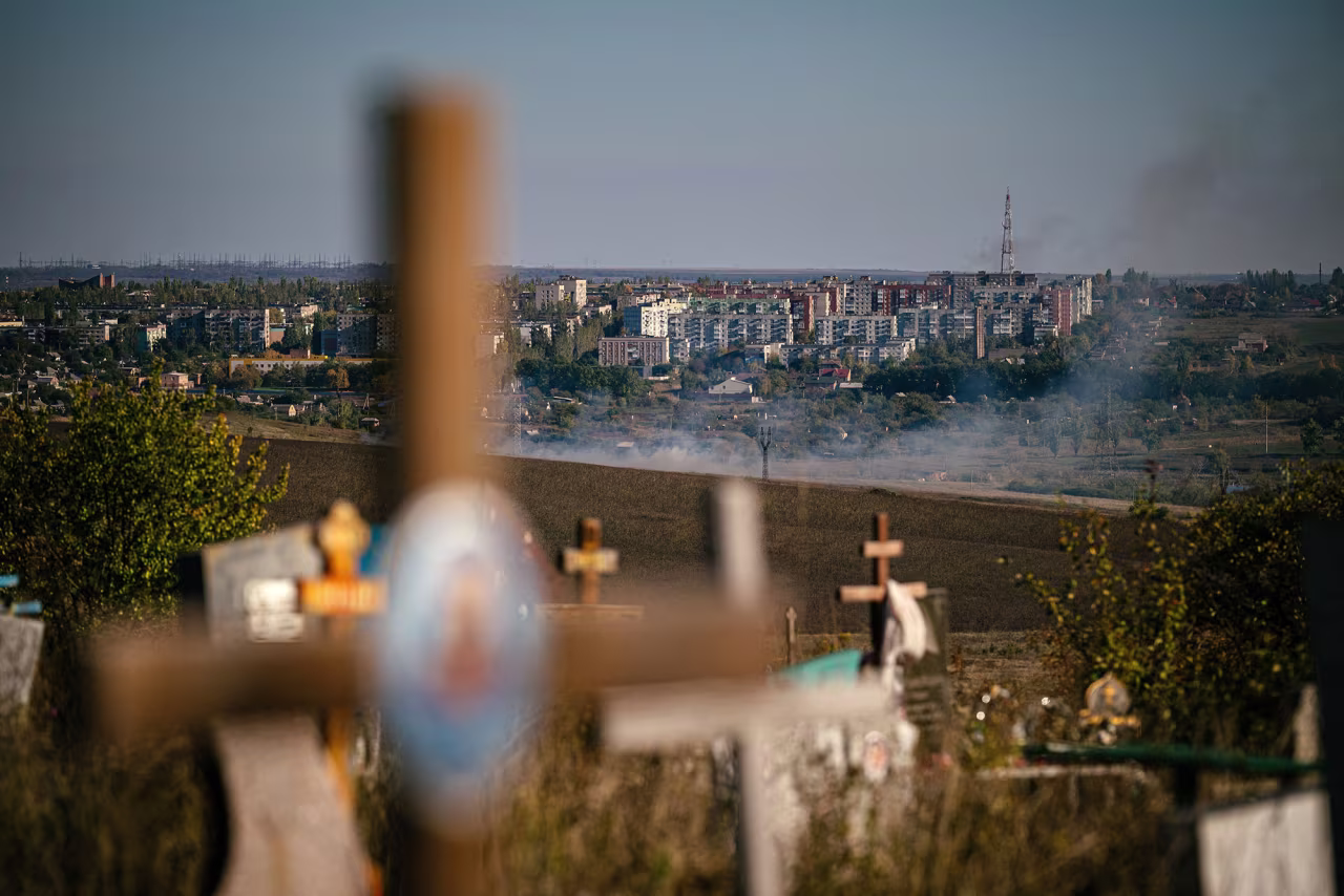 A view across the city of Bakhmut, Ukraine, on October 15.