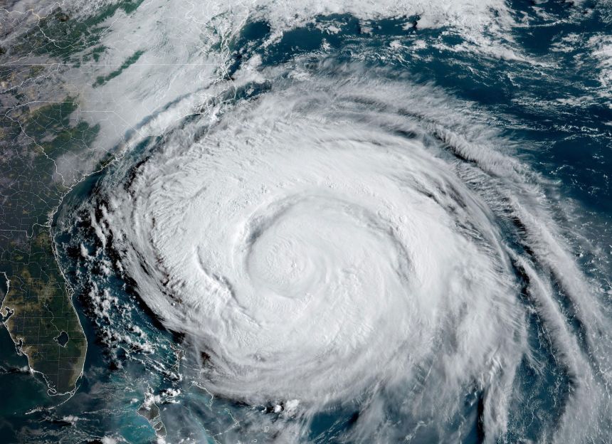 A satellite view of Hurricane Erin on Wednesday, August 20.